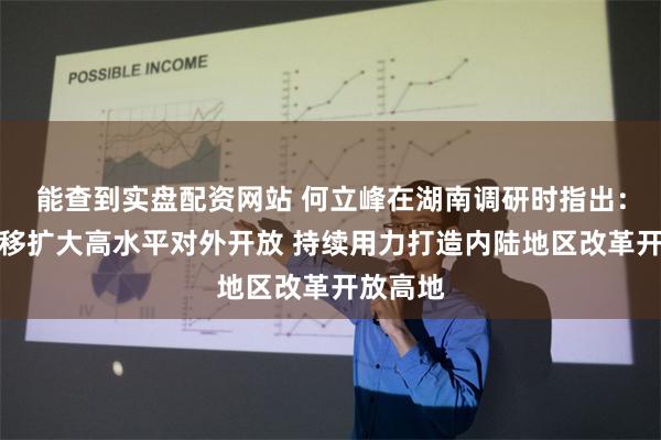 能查到实盘配资网站 何立峰在湖南调研时指出：坚定不移扩大高水平对外开放 持续用力打造内陆地区改革开放高地