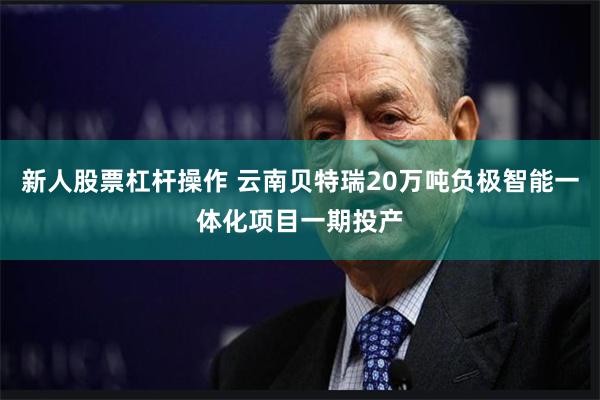 新人股票杠杆操作 云南贝特瑞20万吨负极智能一体化项目一期投产