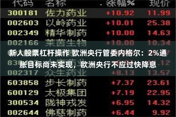 新人股票杠杆操作 欧洲央行管委内格尔：2%通胀目标尚未实现，欧洲央行不应过快降息