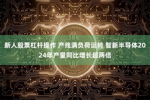 新人股票杠杆操作 产线满负荷运转 智新半导体2024年产量同比增长超两倍